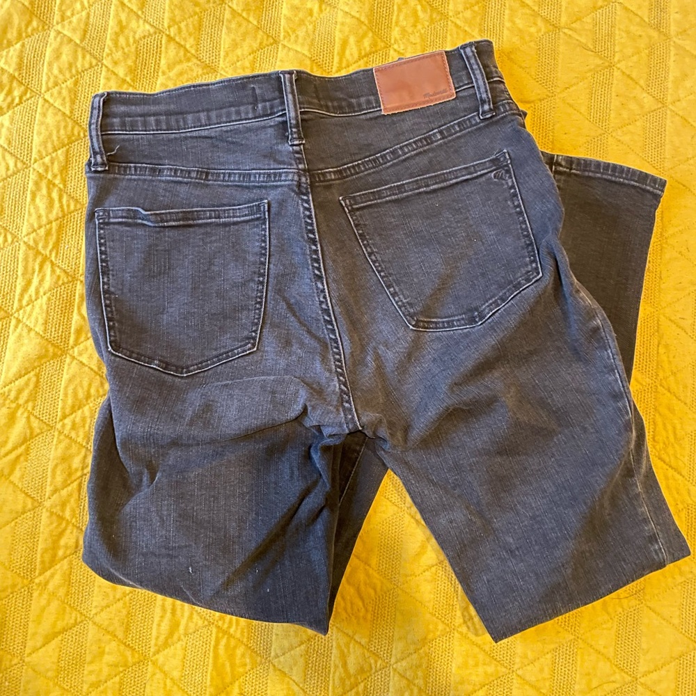 Faded black / grey 9” rise Madewell jeans